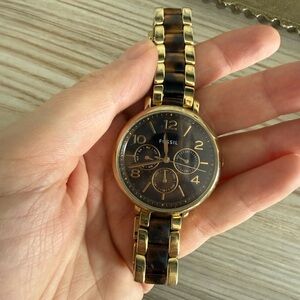 Fossil Black and Gold Chronograph Watch